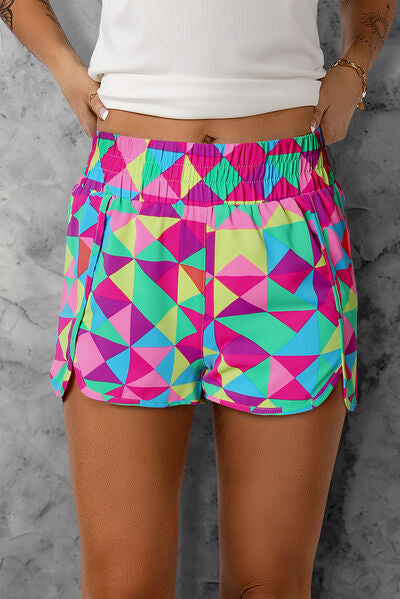 Color Block Elastic Waist Shorts-Timber Brooke Boutique, Online Women's Fashion Boutique in Amarillo, Texas