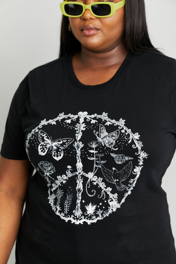 mineB Full Size Butterfly Graphic Tee Shirt-Timber Brooke Boutique, Online Women's Fashion Boutique in Amarillo, Texas