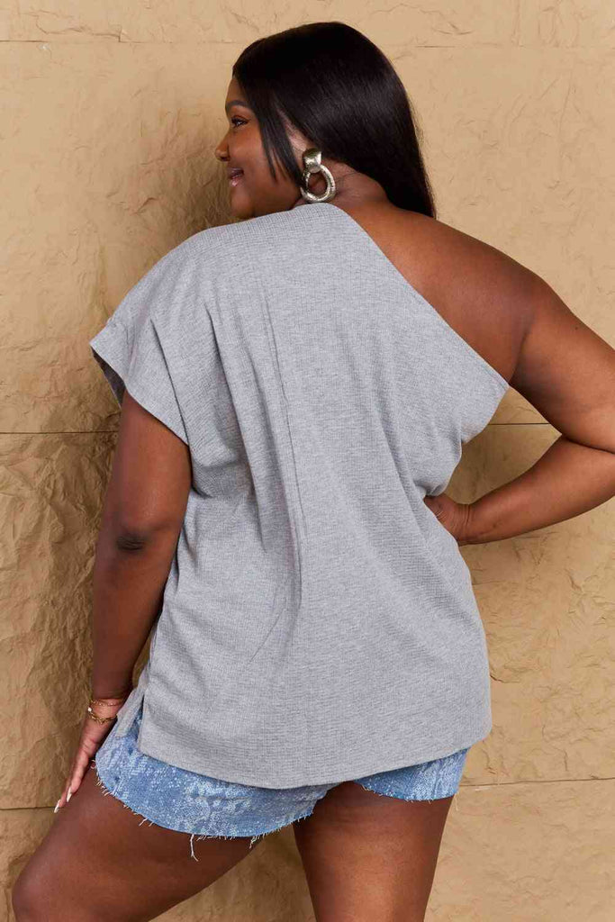 Ninexis in My Groove One Shoulder Loose Top-Timber Brooke Boutique, Online Women's Fashion Boutique in Amarillo, Texas