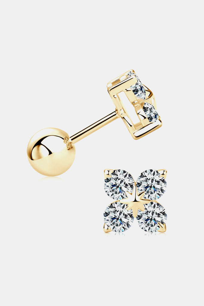 Moissanite 925 Sterling Silver Four-Leaf Clover Shape Earrings-Timber Brooke Boutique, Online Women's Fashion Boutique in Amarillo, Texas