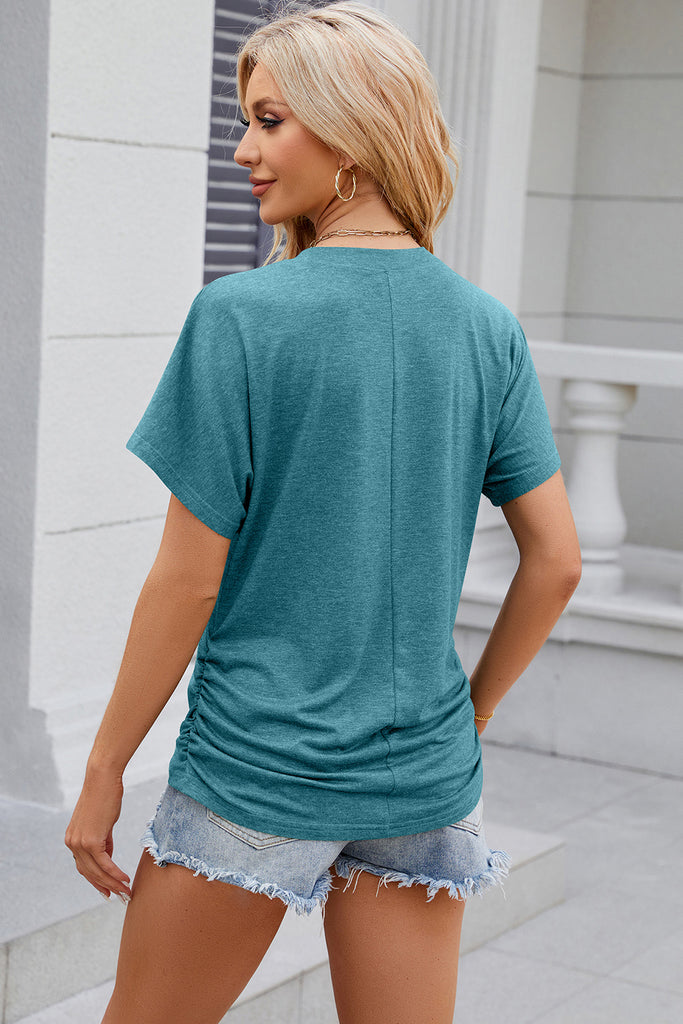 Round Neck Flutter Sleeve T-Shirt-Timber Brooke Boutique, Online Women's Fashion Boutique in Amarillo, Texas