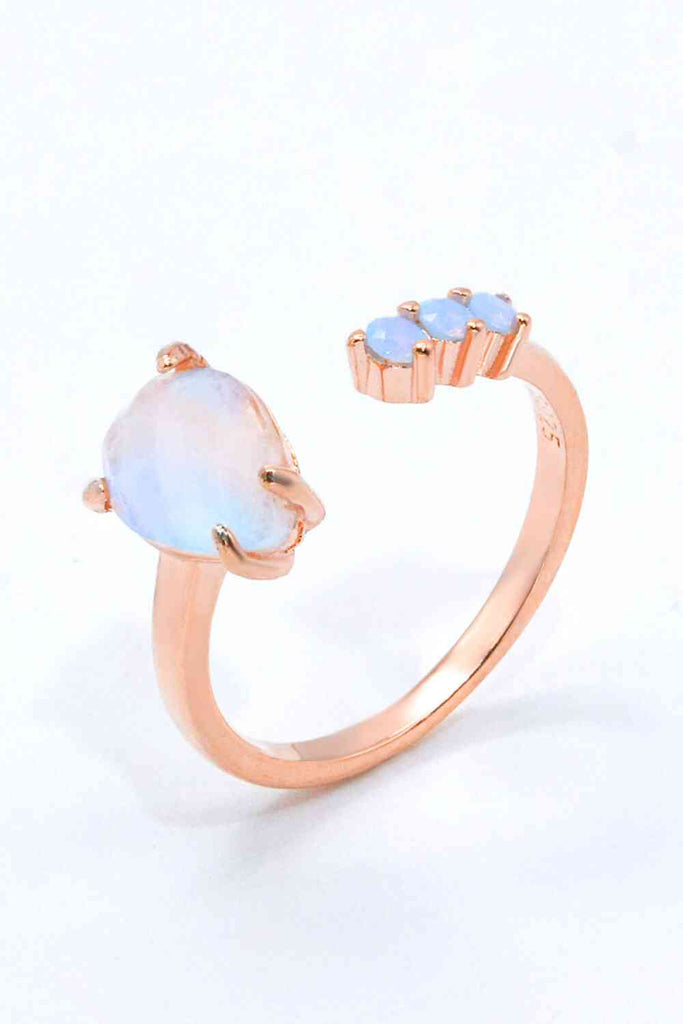 18K Rose Gold-Plated Moonstone Open Ring-Timber Brooke Boutique, Online Women's Fashion Boutique in Amarillo, Texas