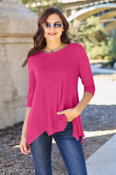 Basic Bae Full Size Round Neck Pocketed T-Shirt-Timber Brooke Boutique, Online Women's Fashion Boutique in Amarillo, Texas
