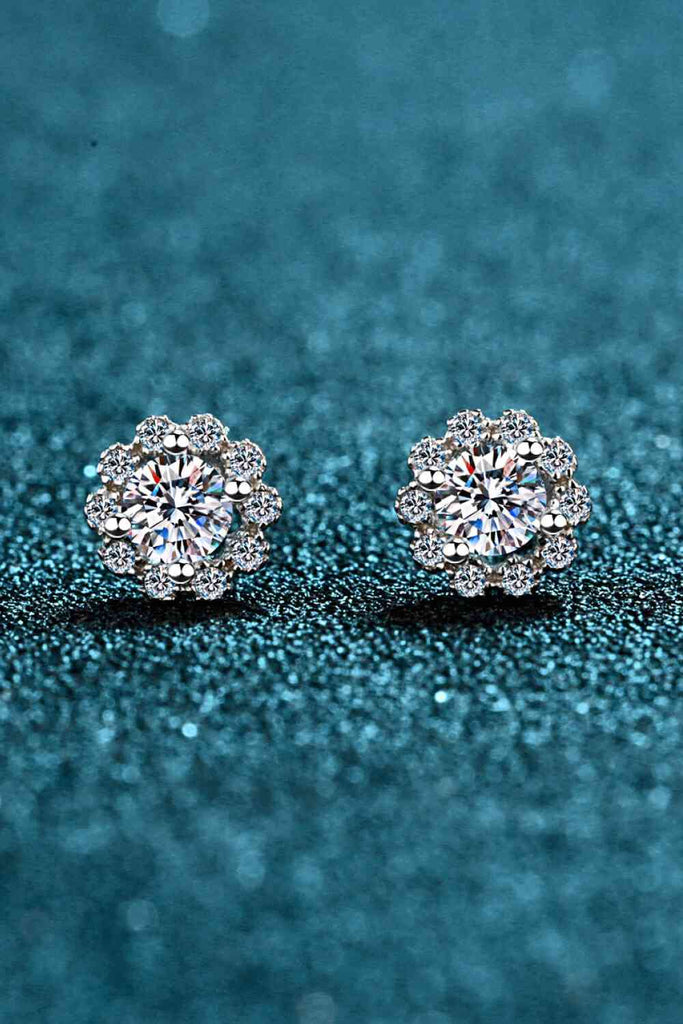 Moissanite Floral-Shaped Stud Earrings-Timber Brooke Boutique, Online Women's Fashion Boutique in Amarillo, Texas