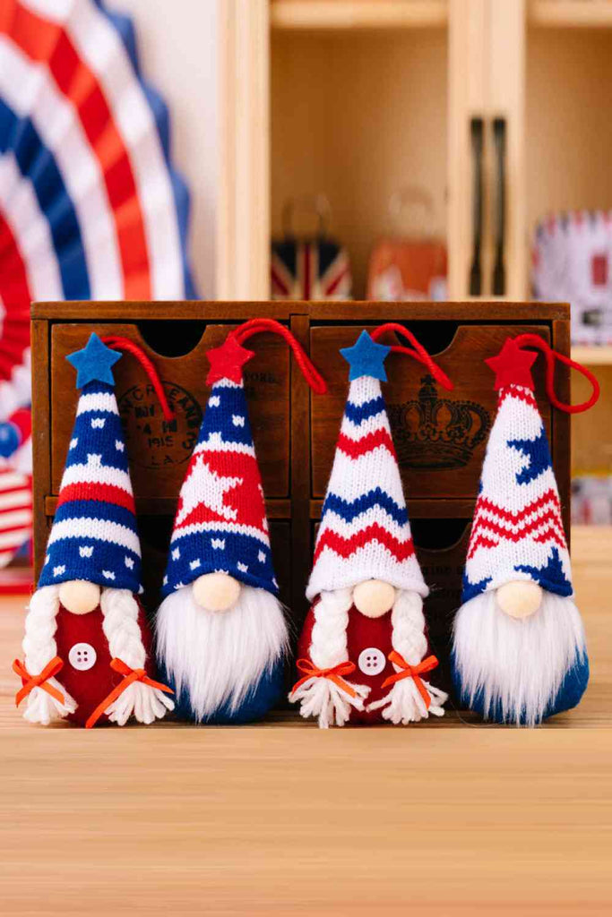 4-Piece Independence Day Knit Hanging Gnomes-Timber Brooke Boutique, Online Women's Fashion Boutique in Amarillo, Texas