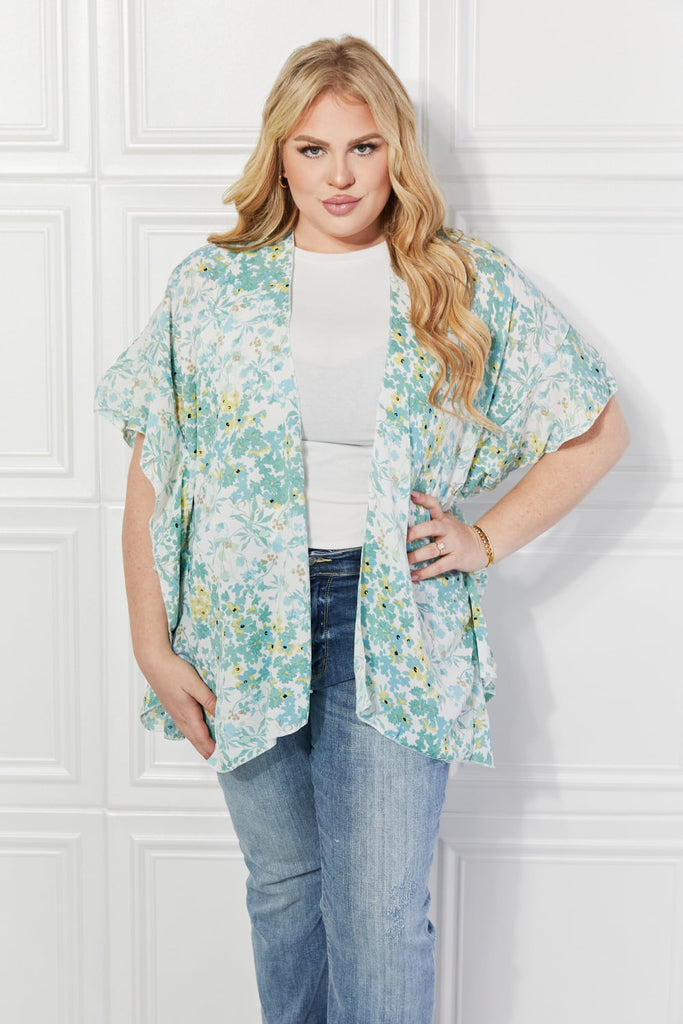Justin Taylor Fields of Poppy Floral Kimono in Green-Timber Brooke Boutique, Online Women's Fashion Boutique in Amarillo, Texas