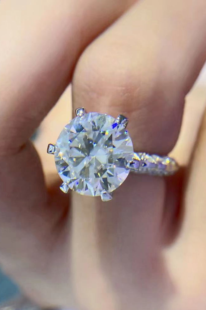 Forever Love Side Stone 5 Carat Moissanite Ring-Timber Brooke Boutique, Online Women's Fashion Boutique in Amarillo, Texas