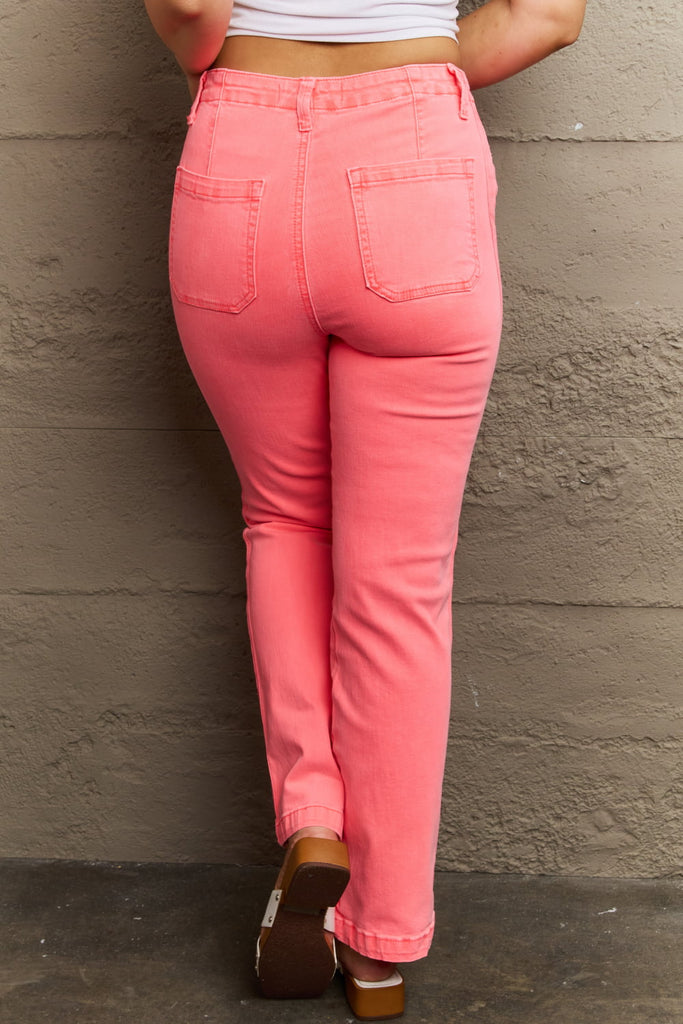 RISEN Kenya Full Size High Waist Side Twill Straight Jeans-Timber Brooke Boutique, Online Women's Fashion Boutique in Amarillo, Texas