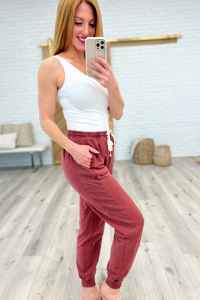Unconditional Comfort Joggers in Dark Rust-Womens-Timber Brooke Boutique, Online Women's Fashion Boutique in Amarillo, Texas