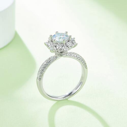 1 Carat Moissanite 925 Sterling Silver Flower Shape Ring-Timber Brooke Boutique, Online Women's Fashion Boutique in Amarillo, Texas