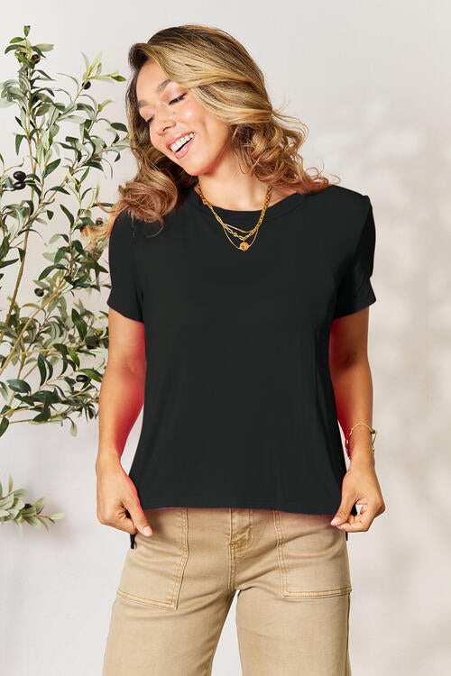 Basic Bae Full Size Round Neck Short Sleeve T-Shirt-Timber Brooke Boutique, Online Women's Fashion Boutique in Amarillo, Texas