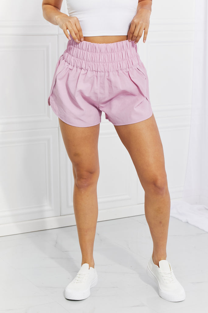 Zenana Cross Country Smocked Waist Running Shorts in Pink-Timber Brooke Boutique, Online Women's Fashion Boutique in Amarillo, Texas