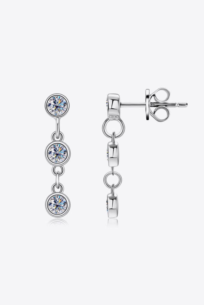 Moissanite 925 Sterling Silver Drop Earrings-Timber Brooke Boutique, Online Women's Fashion Boutique in Amarillo, Texas