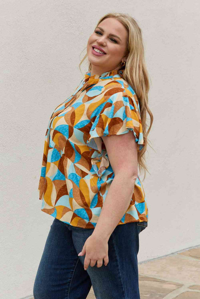 And The Why Full Size Printed Ruffle Baby Doll Top-Timber Brooke Boutique, Online Women's Fashion Boutique in Amarillo, Texas