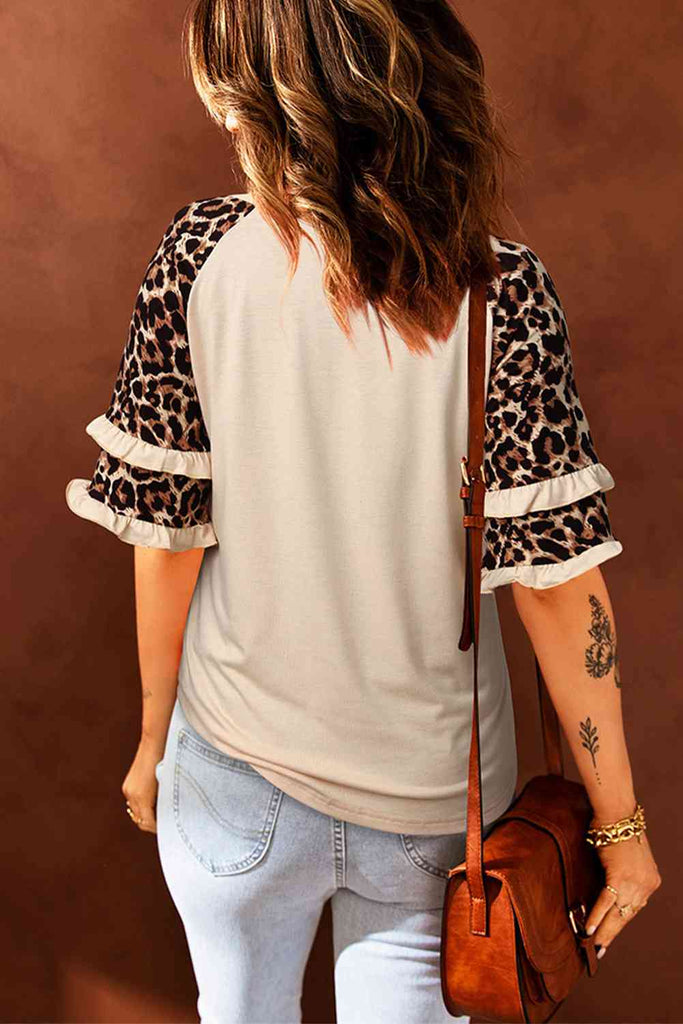 Leopard Bunny Graphic Layered Sleeve T-Shirt-Timber Brooke Boutique, Online Women's Fashion Boutique in Amarillo, Texas