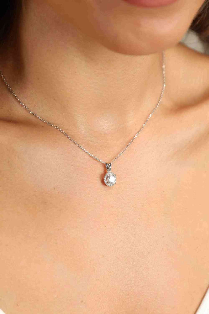 Adored Chance to Charm 1 Carat Moissanite Round Pendant Chain Necklace-Timber Brooke Boutique, Online Women's Fashion Boutique in Amarillo, Texas