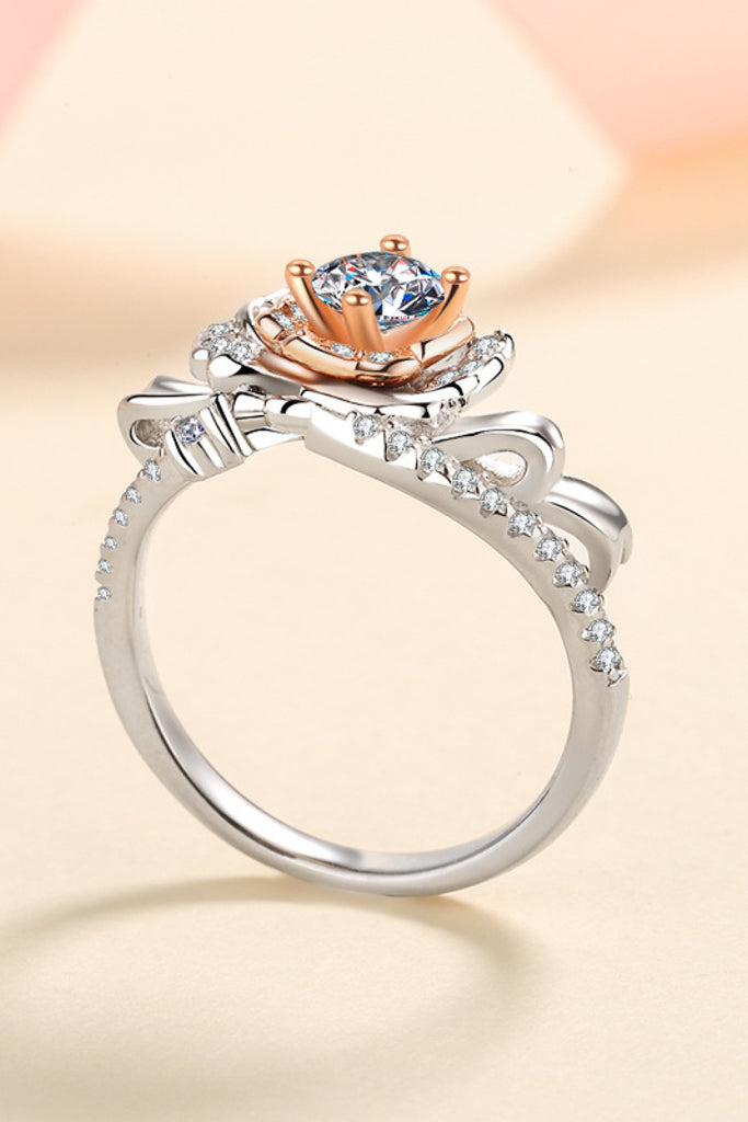 925 Sterling Silver Rose-Shaped Moissanite Ring-Timber Brooke Boutique, Online Women's Fashion Boutique in Amarillo, Texas