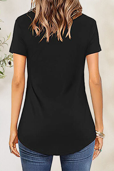 Crisscross Short Sleeve T-Shirt-Timber Brooke Boutique, Online Women's Fashion Boutique in Amarillo, Texas