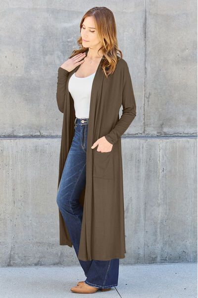 Basic Bae Full Size Open Front Long Sleeve Cover Up-Timber Brooke Boutique, Online Women's Fashion Boutique in Amarillo, Texas