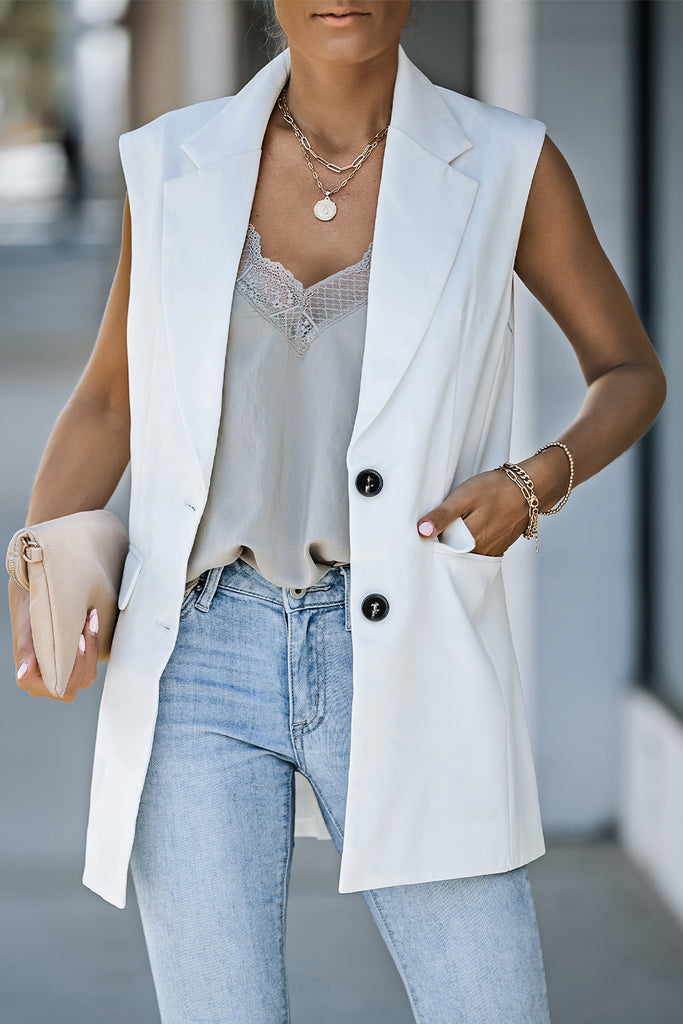 Longline Blazer Vest with Pockets-Timber Brooke Boutique, Online Women's Fashion Boutique in Amarillo, Texas