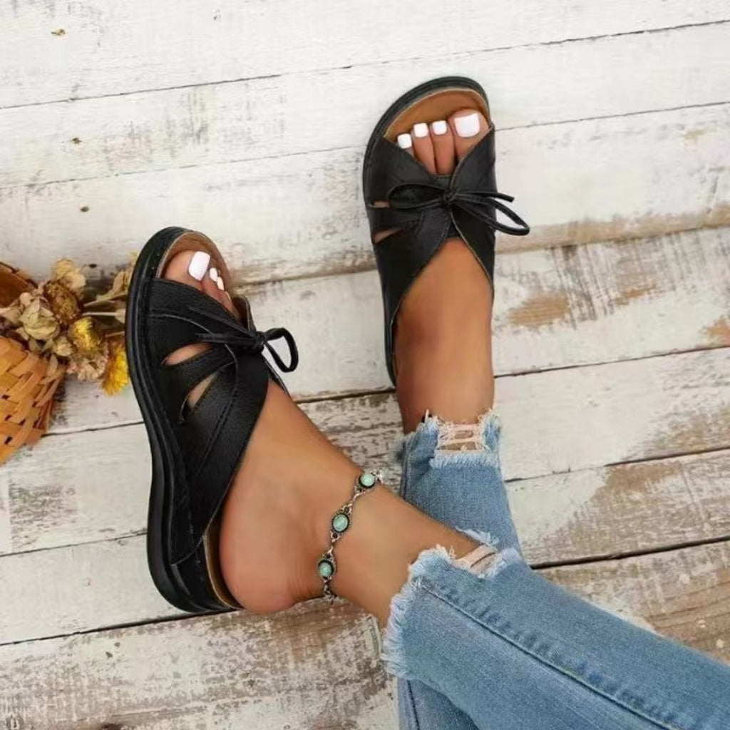 Tied Open Toe Low Heel Sandals-Timber Brooke Boutique, Online Women's Fashion Boutique in Amarillo, Texas