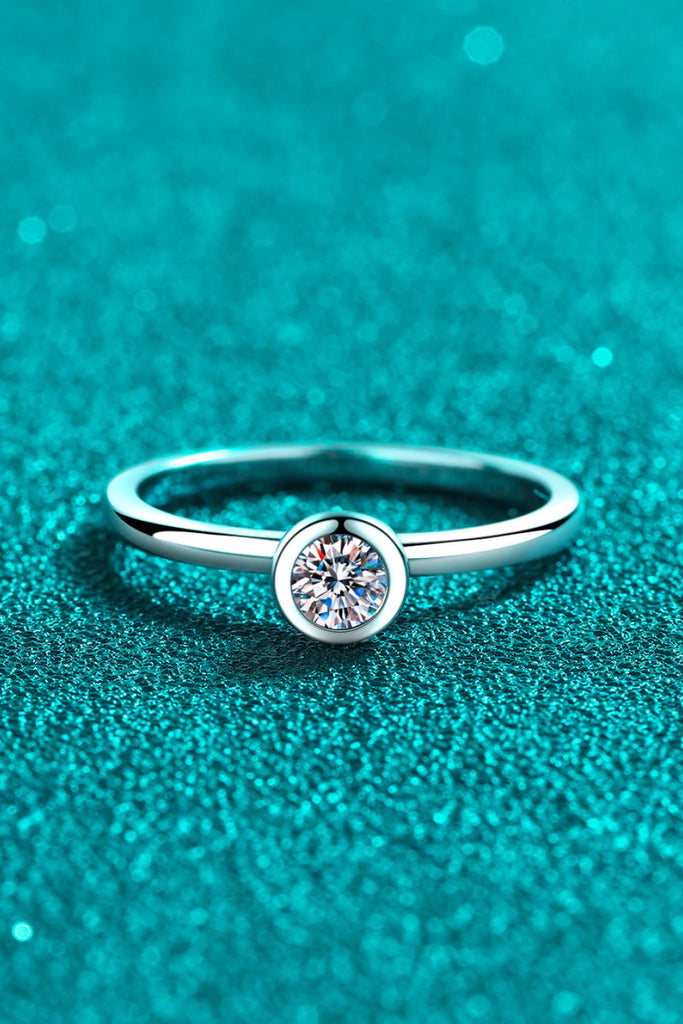 Moissanite Rhodium-Plated Solitaire Ring-Timber Brooke Boutique, Online Women's Fashion Boutique in Amarillo, Texas