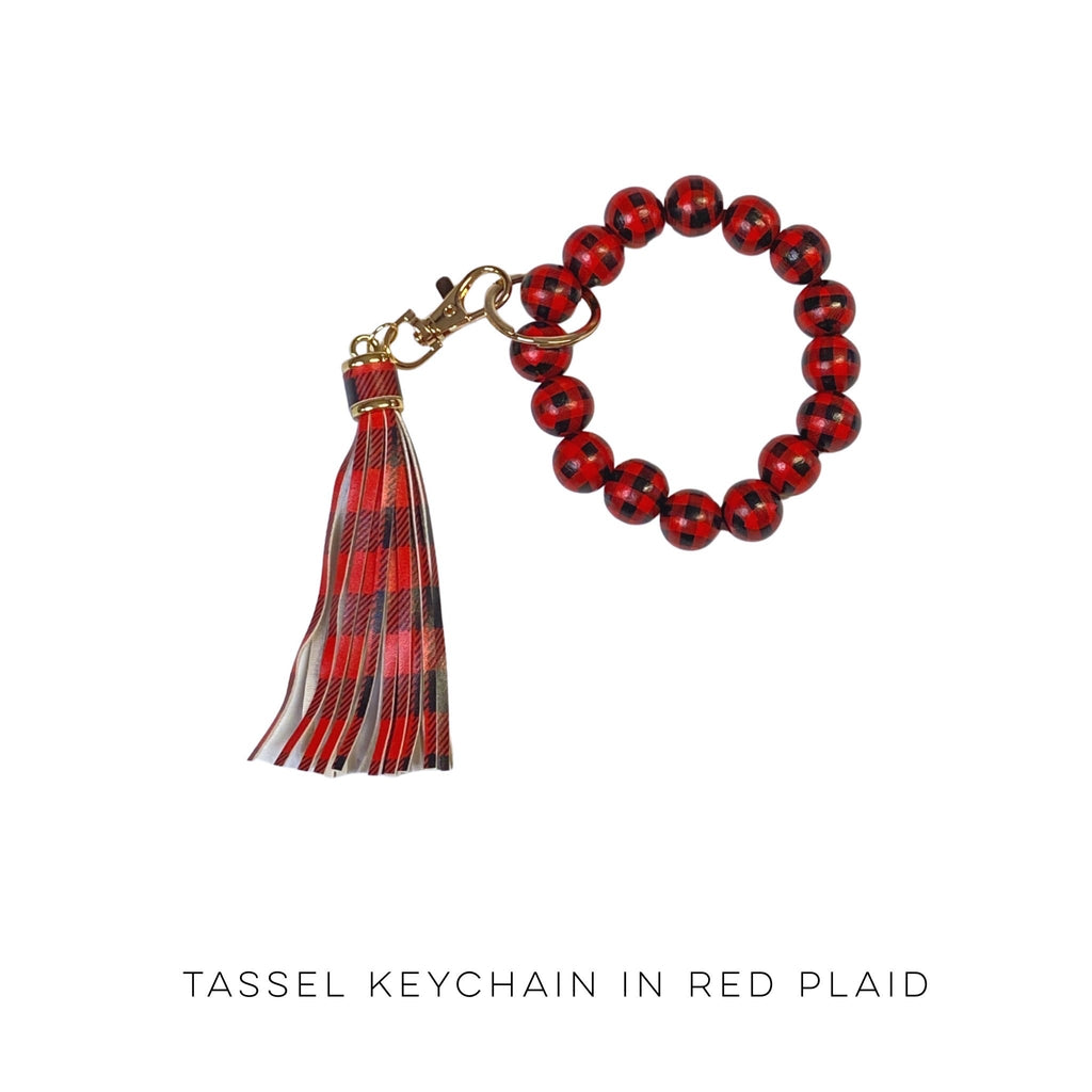 Tassel Keychain in Red Plaid-Julia Rose-Timber Brooke Boutique, Online Women's Fashion Boutique in Amarillo, Texas