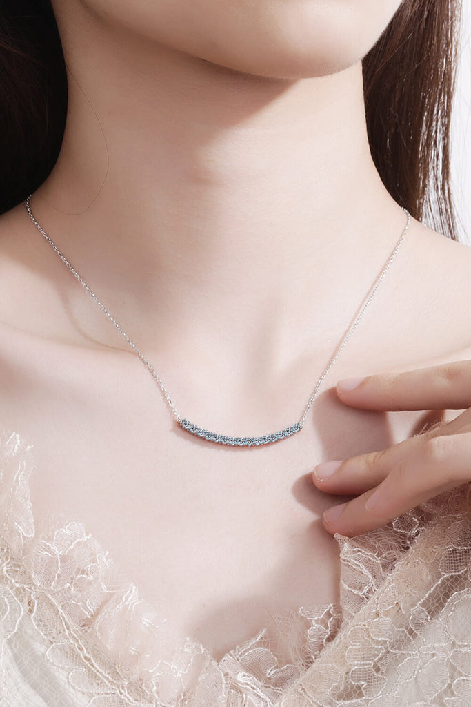 Sterling Silver Curved Bar Necklace-Timber Brooke Boutique, Online Women's Fashion Boutique in Amarillo, Texas