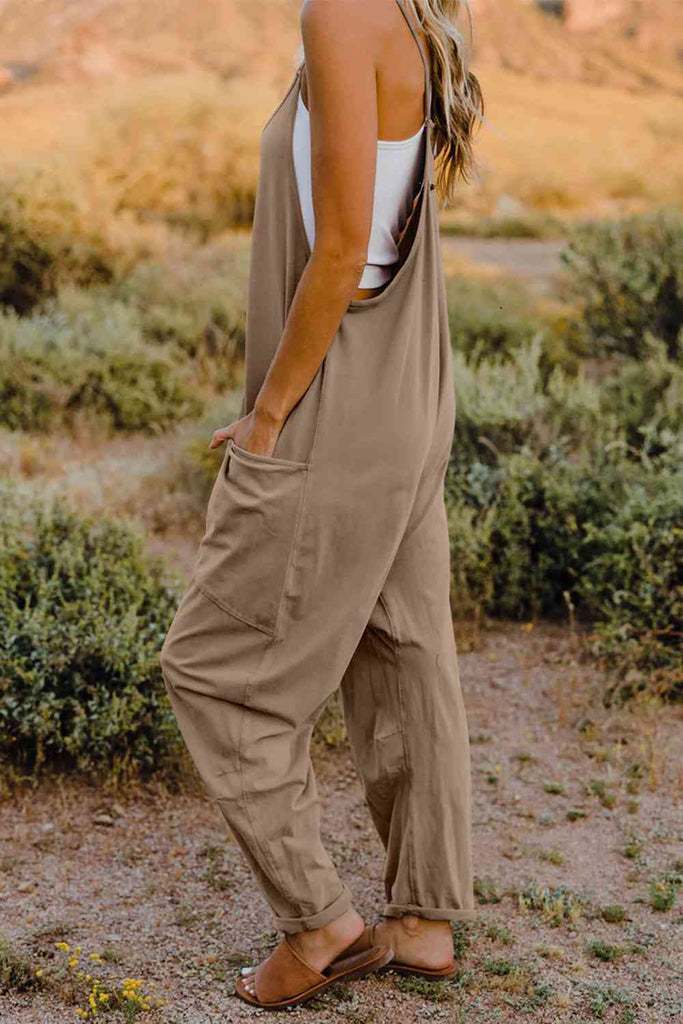Double Take Full Size V-Neck Sleeveless Jumpsuit with Pockets-Timber Brooke Boutique, Online Women's Fashion Boutique in Amarillo, Texas