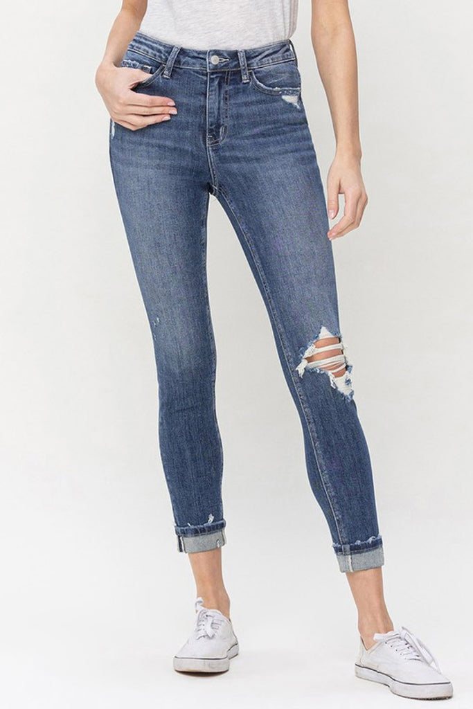 Vervet by Flying Monkey Teagan Full Size High Rise Cropped Skinny Jeans-Denim-Timber Brooke Boutique, Online Women's Fashion Boutique in Amarillo, Texas