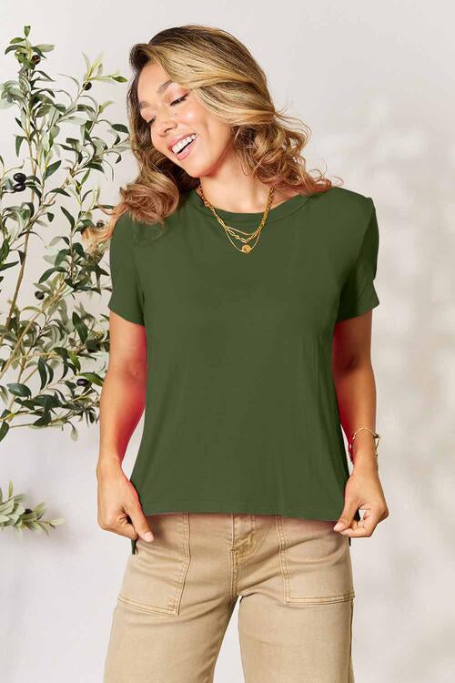 Basic Bae Full Size Round Neck Short Sleeve T-Shirt-Timber Brooke Boutique, Online Women's Fashion Boutique in Amarillo, Texas