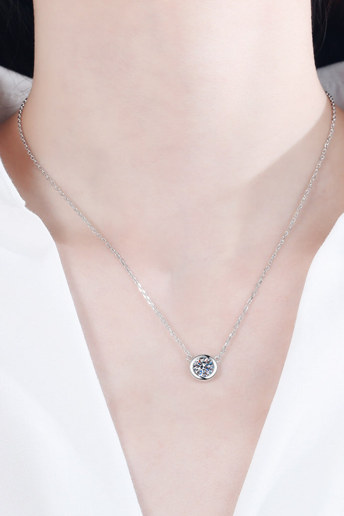 Moissanite Round Pendant Chain Necklace-Timber Brooke Boutique, Online Women's Fashion Boutique in Amarillo, Texas