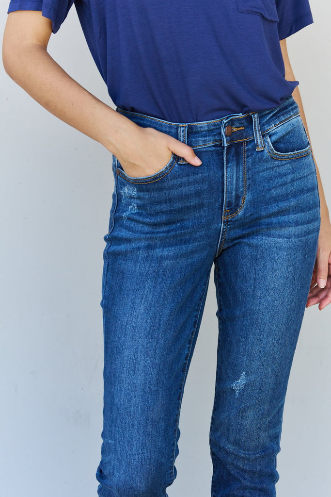Judy Blue Aila Short Full Size Mid Rise Cropped Relax Fit Jeans-Timber Brooke Boutique, Online Women's Fashion Boutique in Amarillo, Texas