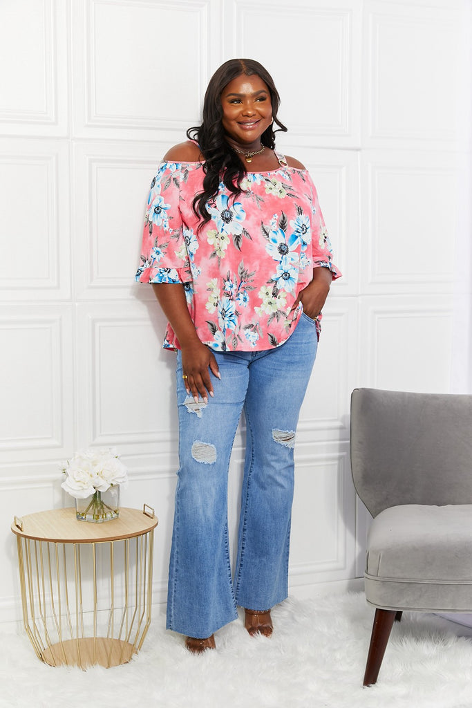Sew In Love Full Size Fresh Take Floral Cold-Shoulder Top-Timber Brooke Boutique, Online Women's Fashion Boutique in Amarillo, Texas