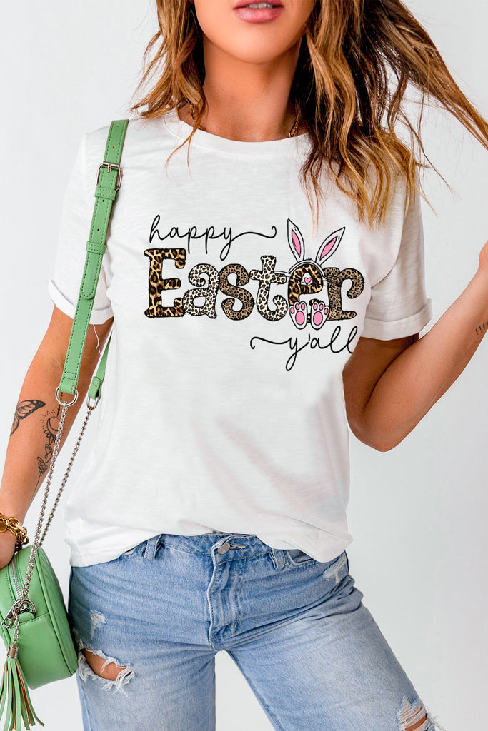 HAPPY EASTER Y'ALL Graphic Round Neck Tee-Timber Brooke Boutique, Online Women's Fashion Boutique in Amarillo, Texas