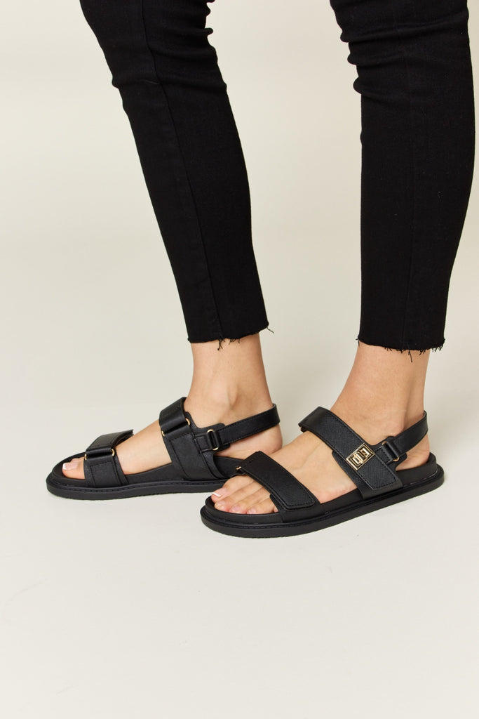 WILD DIVA Velcro Double Strap Slingback Sandals-Timber Brooke Boutique, Online Women's Fashion Boutique in Amarillo, Texas