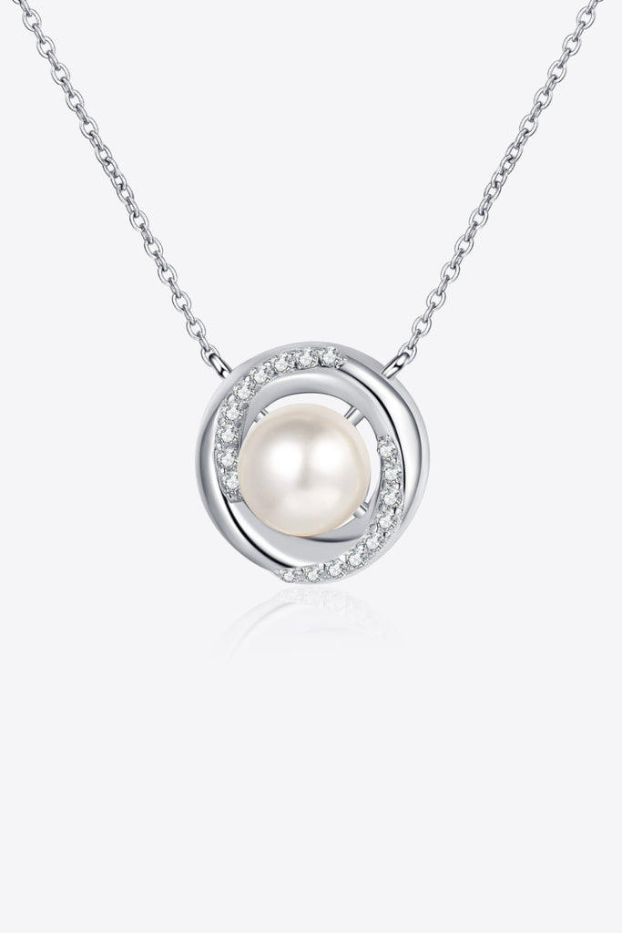 Moissanite Pearl Rhodium-Plated Necklace-Timber Brooke Boutique, Online Women's Fashion Boutique in Amarillo, Texas