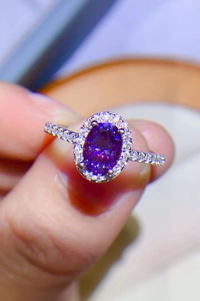 925 Sterling Silver 1 Carat Purple Moissanite Ring-Timber Brooke Boutique, Online Women's Fashion Boutique in Amarillo, Texas