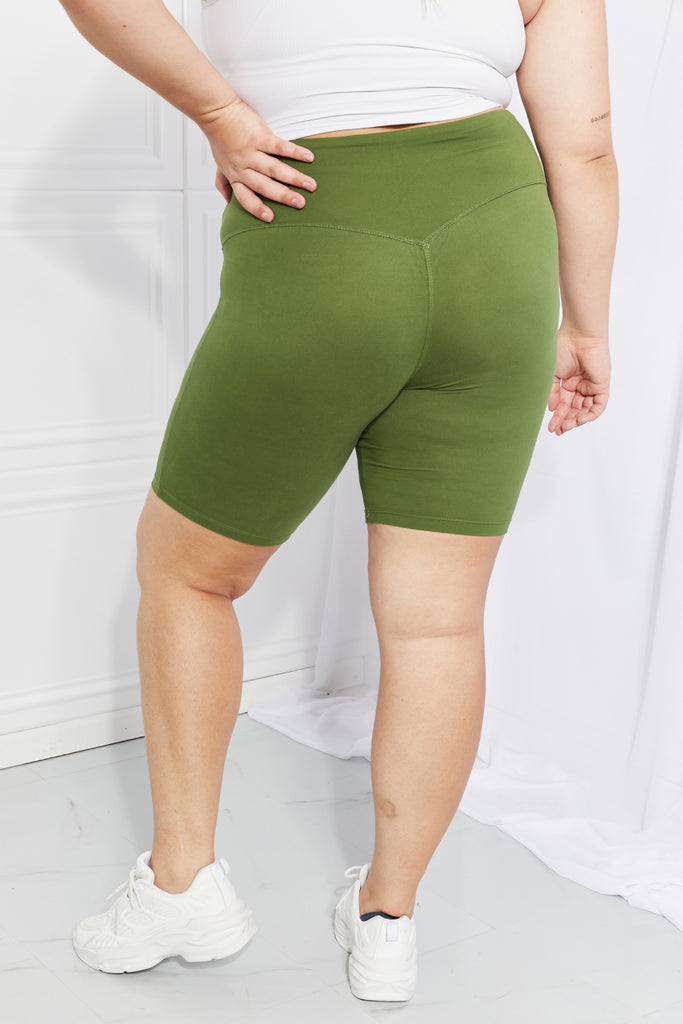 Zenana Fearless Full Size Brushed Biker Shorts in Olive-Timber Brooke Boutique, Online Women's Fashion Boutique in Amarillo, Texas