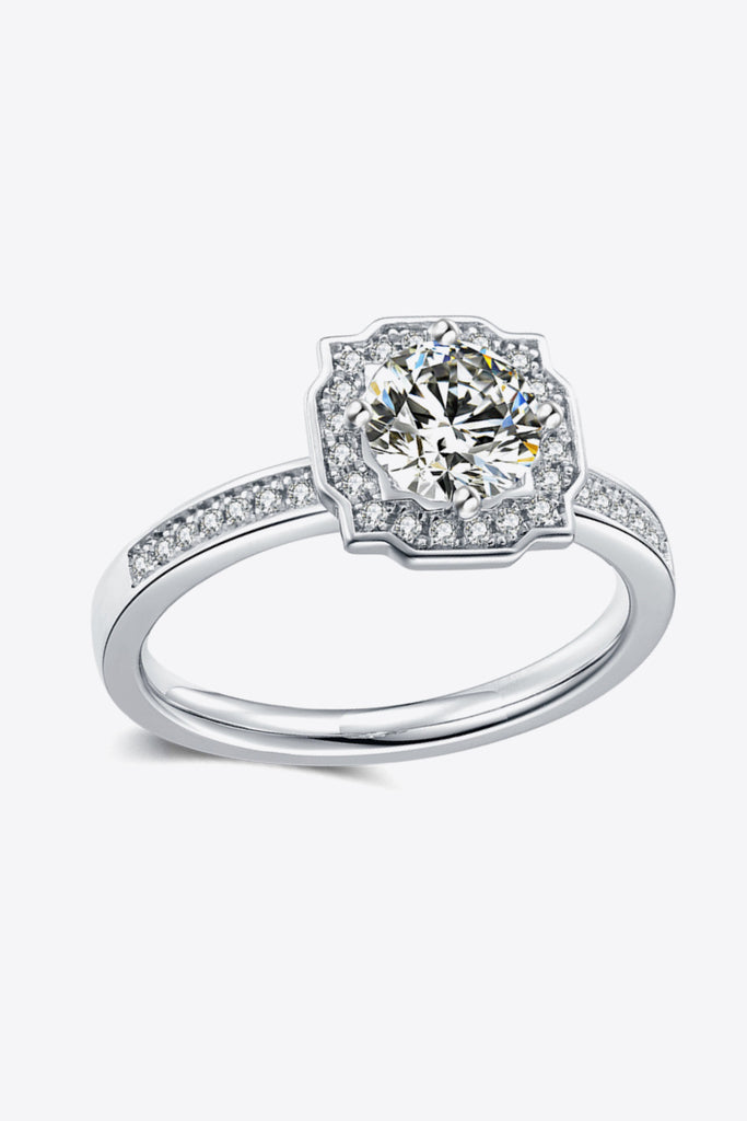 1 Carat Moissanite Platinum-Plated Ring-Timber Brooke Boutique, Online Women's Fashion Boutique in Amarillo, Texas