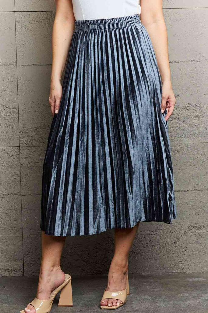 Ninexis Accordion Pleated Flowy Midi Skirt-Timber Brooke Boutique, Online Women's Fashion Boutique in Amarillo, Texas