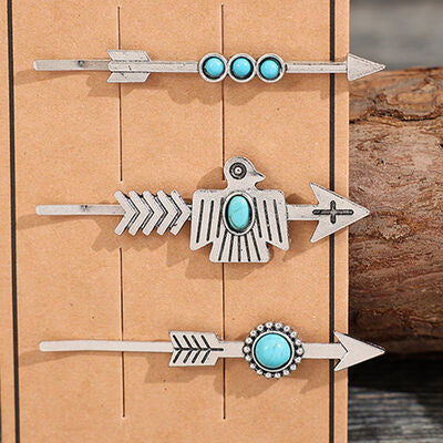 3 PCS/Set Artificial Turquoise Hair Pins-Timber Brooke Boutique, Online Women's Fashion Boutique in Amarillo, Texas