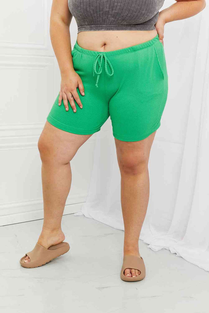 Blumin Apparel Too Good Full Size Ribbed Shorts in Green-Timber Brooke Boutique, Online Women's Fashion Boutique in Amarillo, Texas