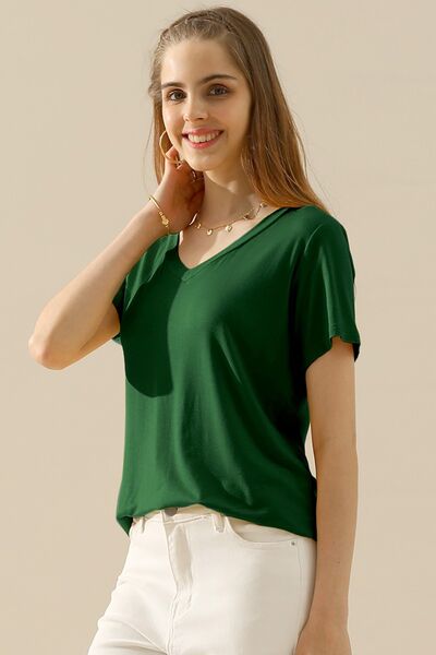 Ninexis Full Size V-Neck Short Sleeve T-Shirt-Timber Brooke Boutique, Online Women's Fashion Boutique in Amarillo, Texas