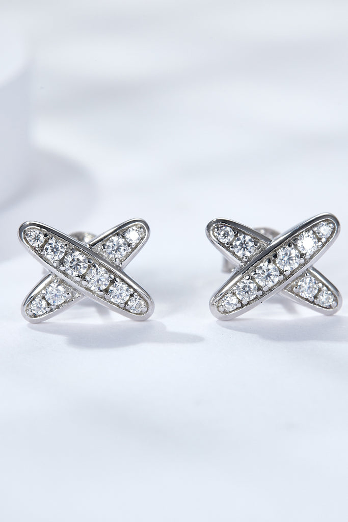 925 Sterling Silver X-Shape Moissanite Earrings-Timber Brooke Boutique, Online Women's Fashion Boutique in Amarillo, Texas