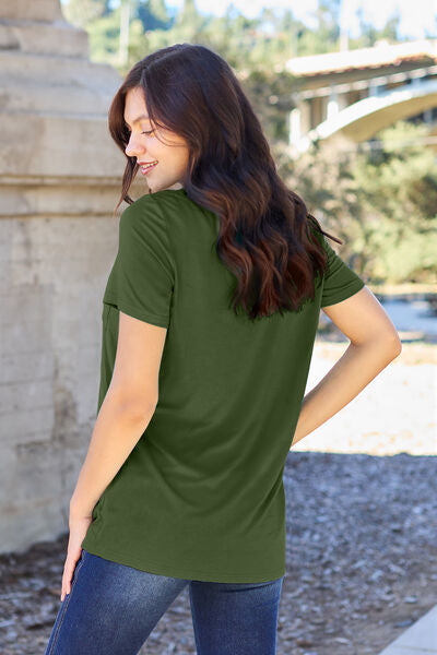 Basic Bae Full Size V-Neck Short Sleeve T-Shirt-Timber Brooke Boutique, Online Women's Fashion Boutique in Amarillo, Texas