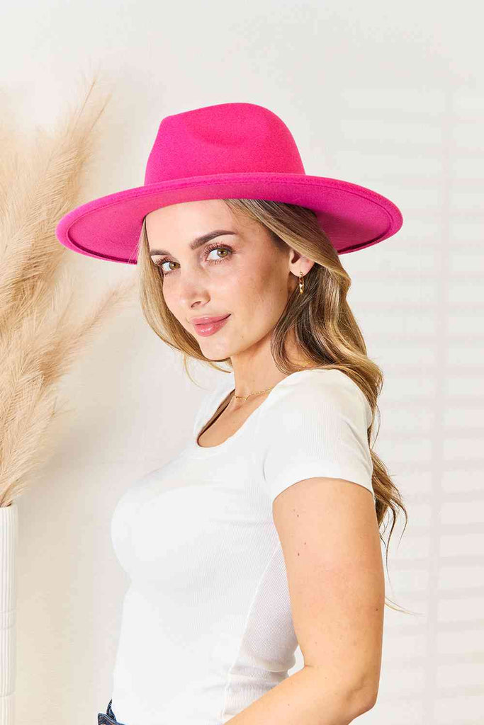 Fame Flat Brim Fedora Fashion Hat-Timber Brooke Boutique, Online Women's Fashion Boutique in Amarillo, Texas