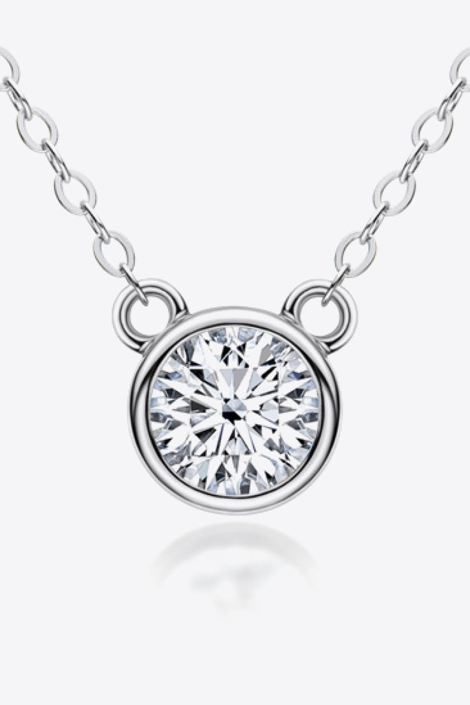 925 Sterling Silver 1 Carat Moissanite Round Pendant Necklace-Timber Brooke Boutique, Online Women's Fashion Boutique in Amarillo, Texas