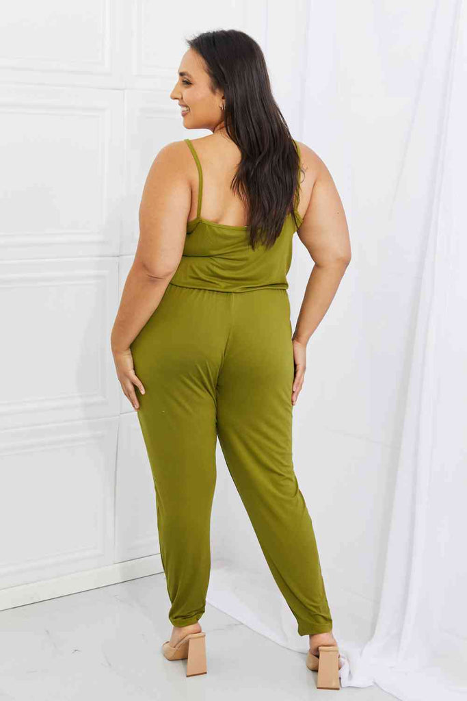 Capella Comfy Casual Full Size Solid Elastic Waistband Jumpsuit in Chartreuse-Timber Brooke Boutique, Online Women's Fashion Boutique in Amarillo, Texas