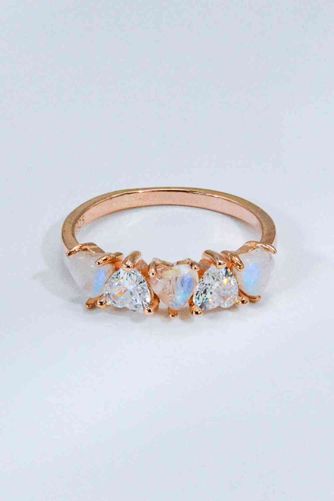 Moonstone and Zircon Heart Ring-Timber Brooke Boutique, Online Women's Fashion Boutique in Amarillo, Texas